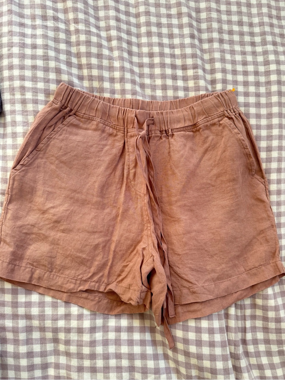 Parachute Linen-Blend High Waist Drawstring Shorts in Dusty Rose